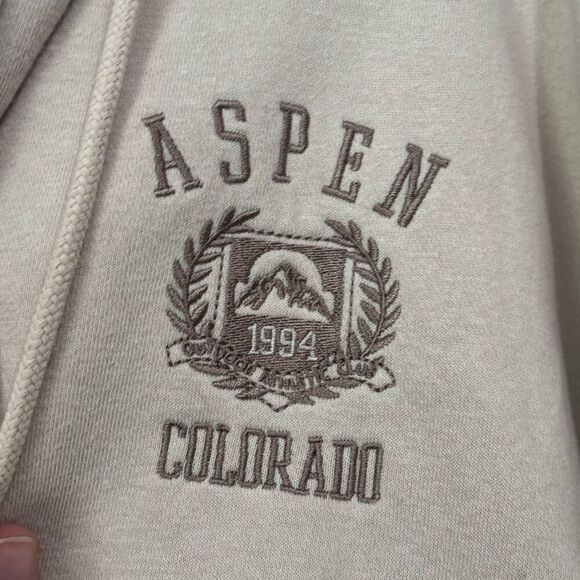 Lazy Sunday Aspen Back Embo Zip Up Hoodie - Cream Medium - Picture 4 of 6